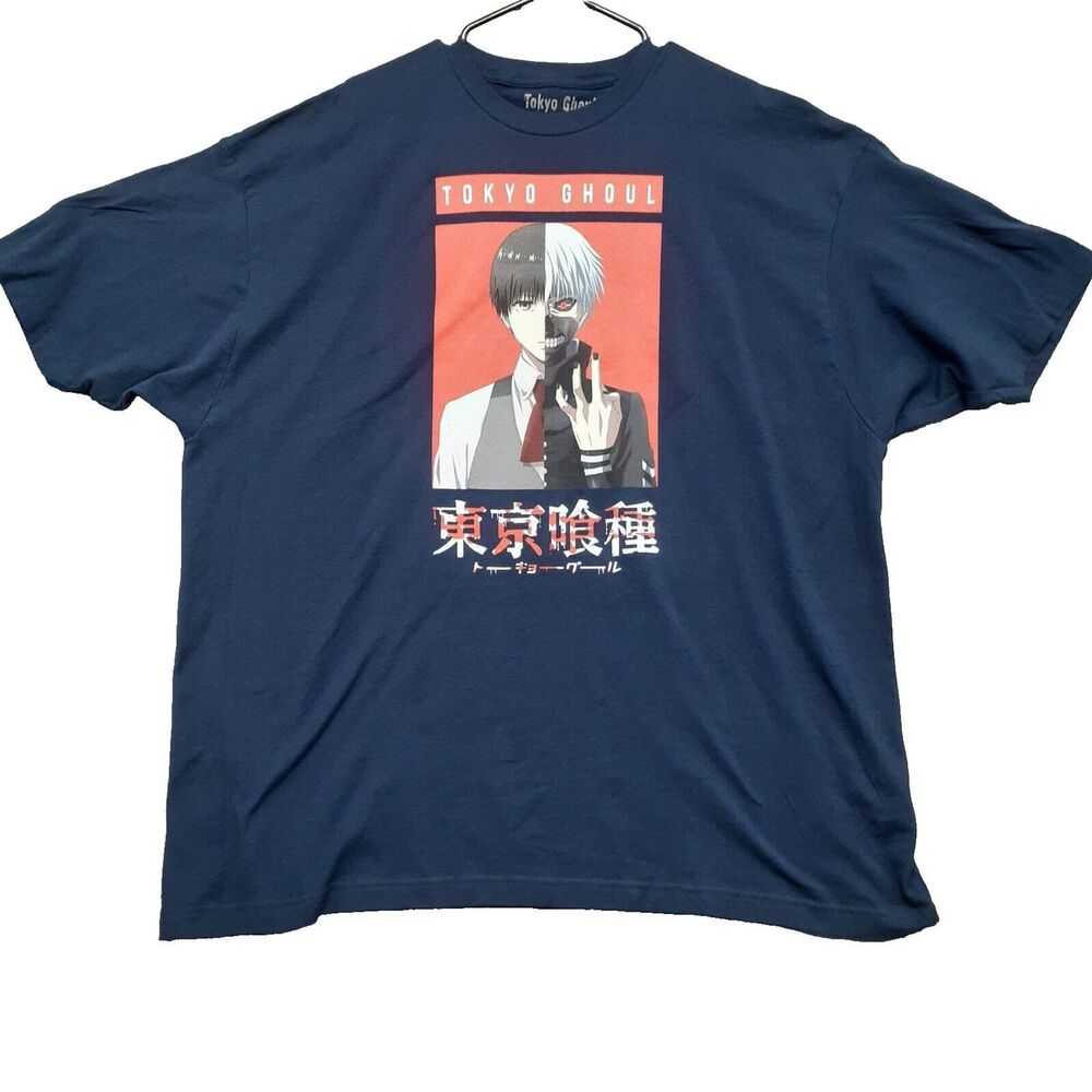Crunchyroll TOKYO GHOUL Men Sz 3XL Navy Blue Ken Kaneki Graphic T-Shirt Manga
